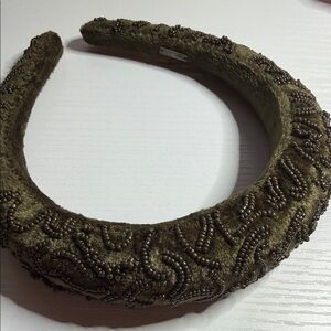 Deepa Gurnani Olive Beaded Padded Headband